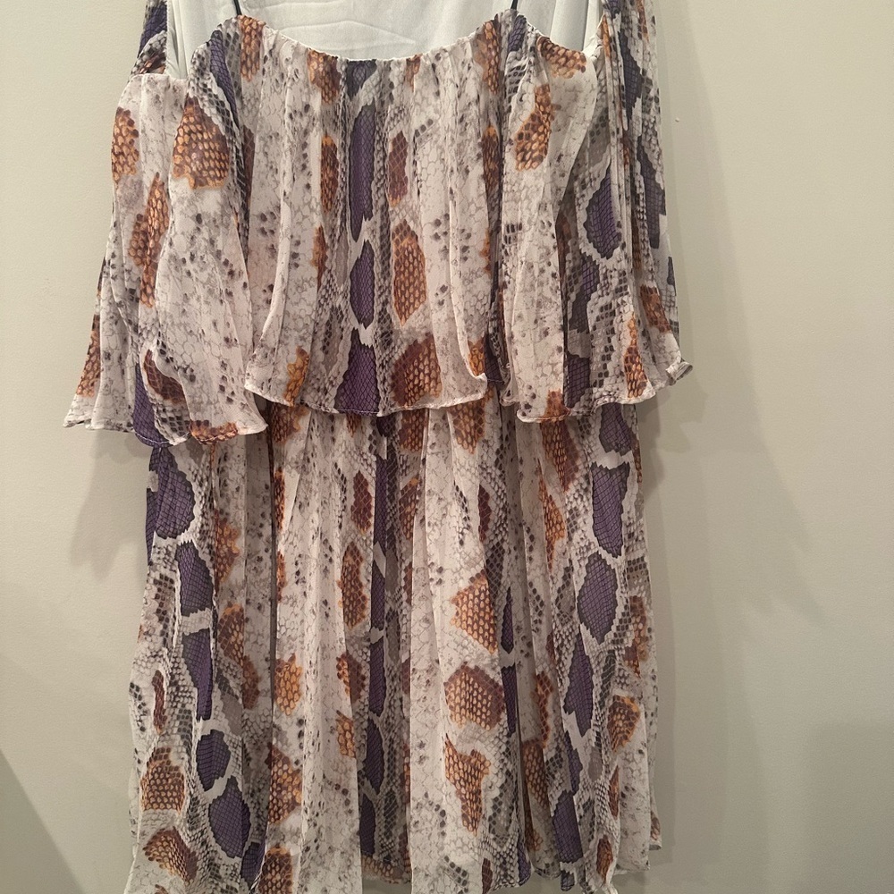 By Together Snakeskin Strappy Tiered Mini Dress Sz Large NWT Fall Festival Event - Picture 4 of 7